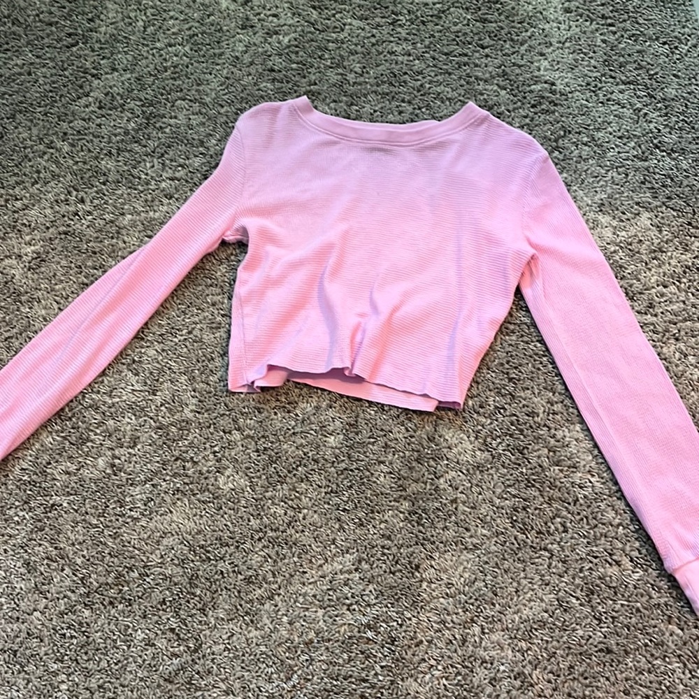 forever 21 cropped waffle knitt long sleeve
